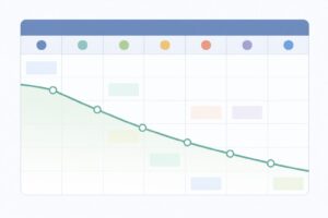 calendar graphic with a gradual downward-trending line