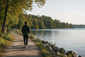 Tranquil Lakeside Autumn Walk