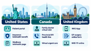 Where to start with online health services in the United States, Canada, and the United Kingdom